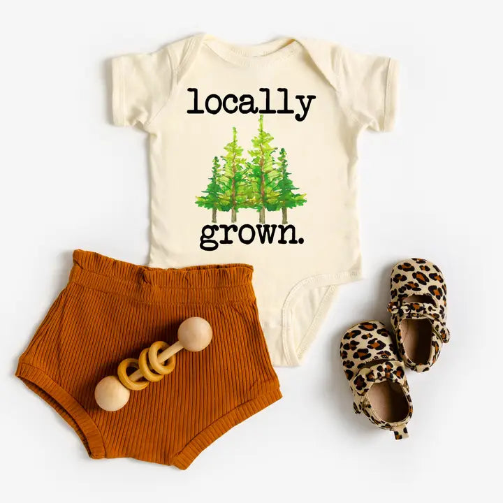 Locally Grown Pine Trees Baby Bodysuit