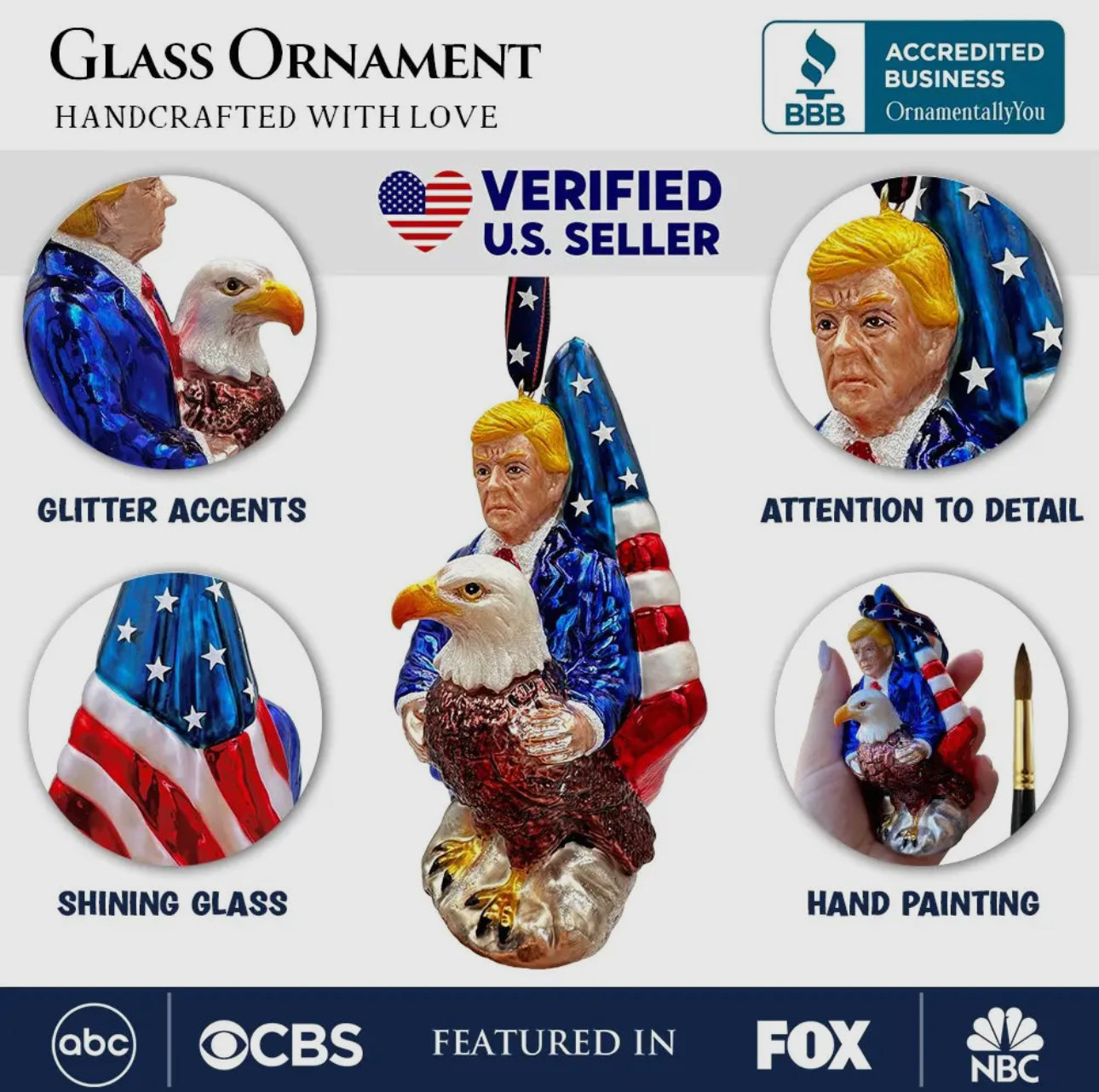 Exclusive Premium Glass Trump Ornament